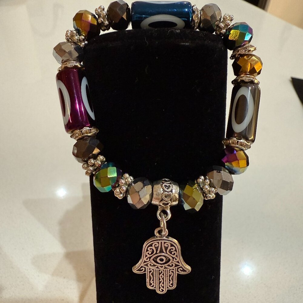 Colorful Beaded Hamsa Bracelet